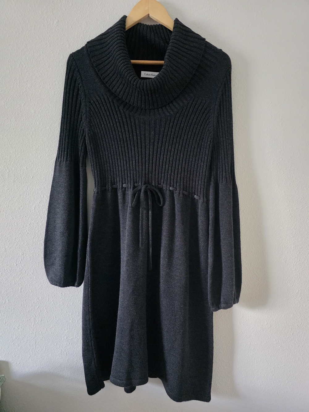 Calvin Klein Black Ribbed Knit Midi Dress Like New